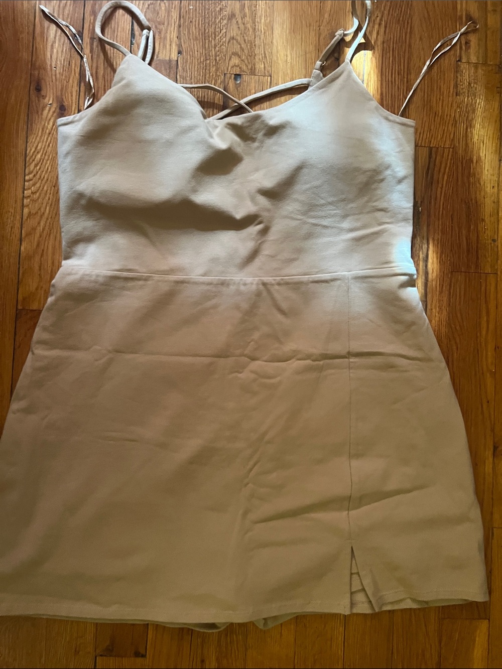 Express Neutral Beige Spaghetti Strap Mini Dress